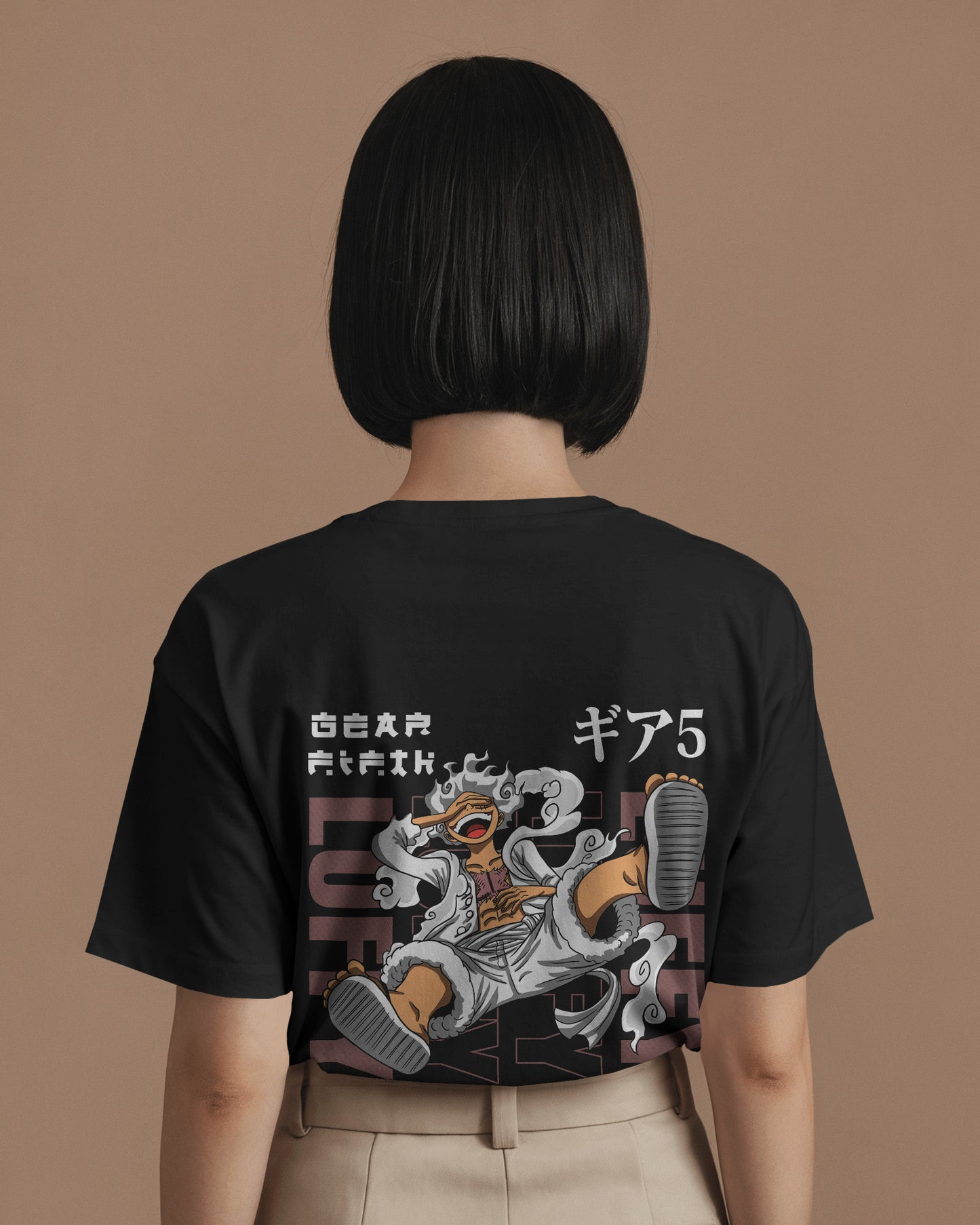 ONE PIECE LUFFY OVERSIZED BLACK T SHIRT