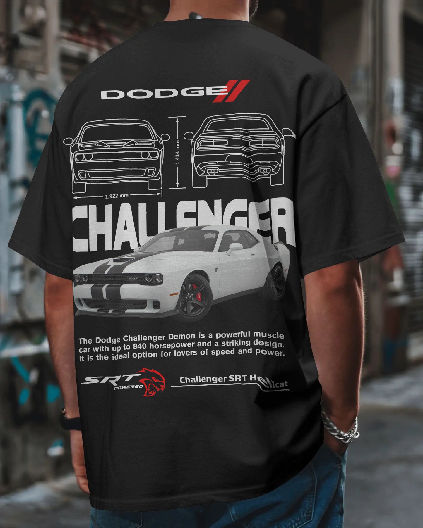 DODGE CHALLENGER BLACK OVERSIZE T SHIRT