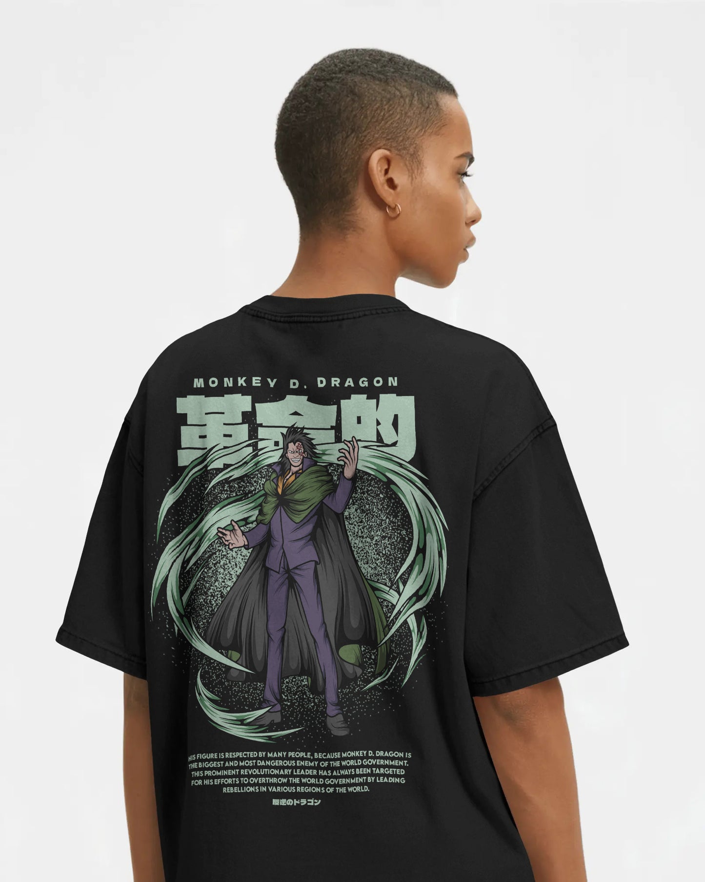 ONE PIECE MONKEY D DRAGON BLACK OVERSIZED T SHIRT