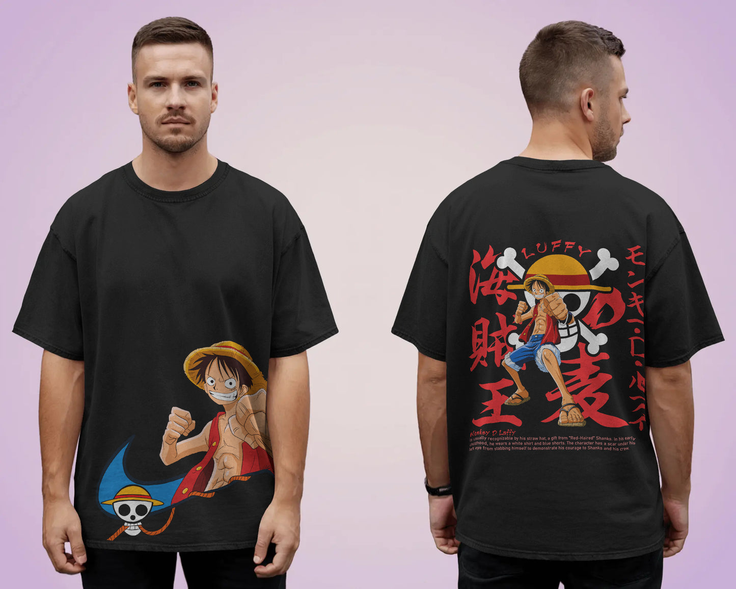 MONKEY D LUFFY BLACK OVERSIZED T SHIRT