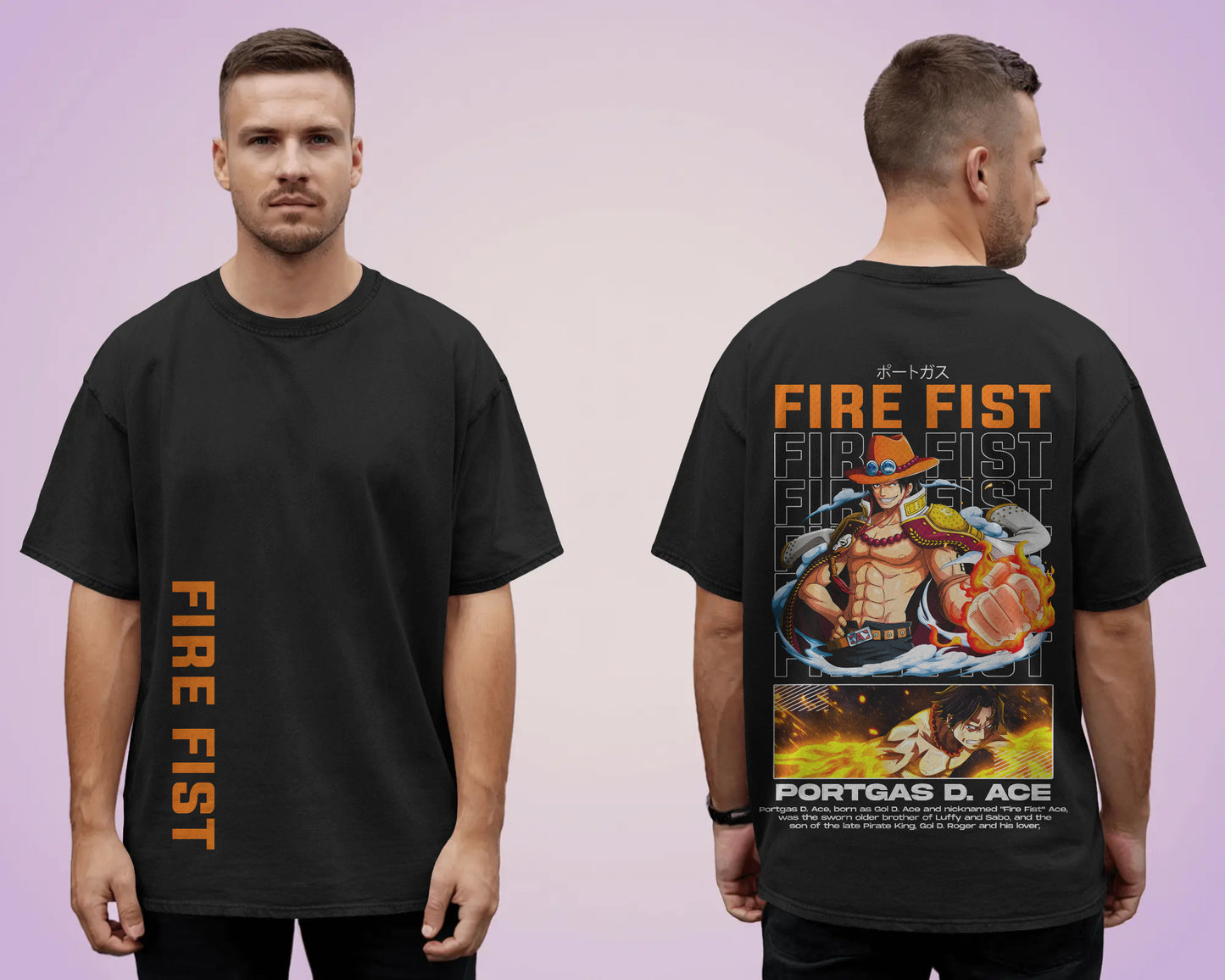 FIRE FIST ONE PIECE OVERSIZED BLACK T SHIRT