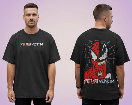 SPIDERMAN X VENOM OVERSIZED BLACK T SHIRT