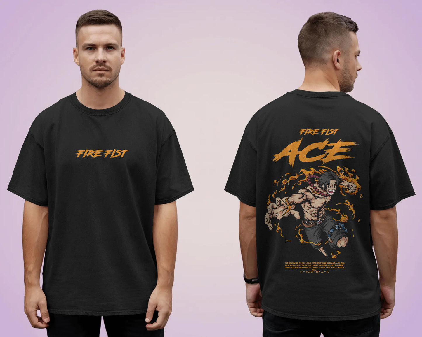 ONE PIECE FIRE FIST BLACK OVERSIZED T SHIRT