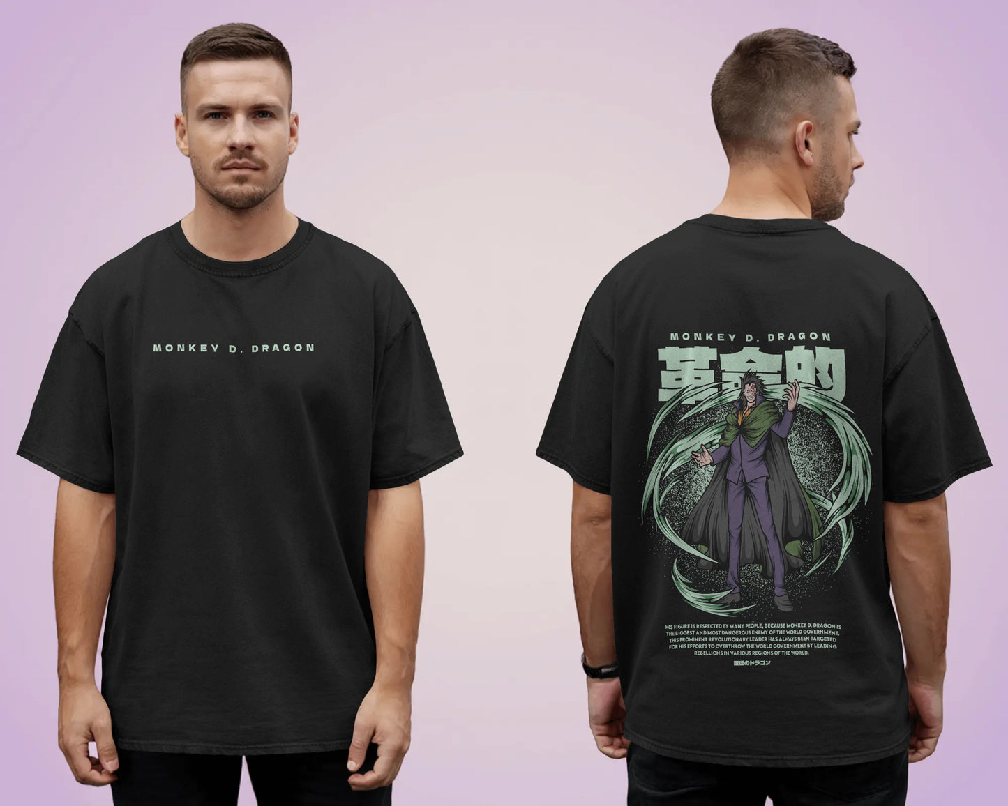 ONE PIECE MONKEY D DRAGON BLACK OVERSIZED T SHIRT