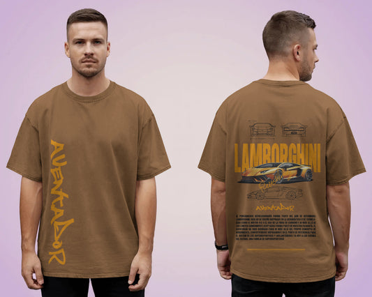 LAMBORGHINI AVENTADOR BROWN OVERSIZED T SHIRT