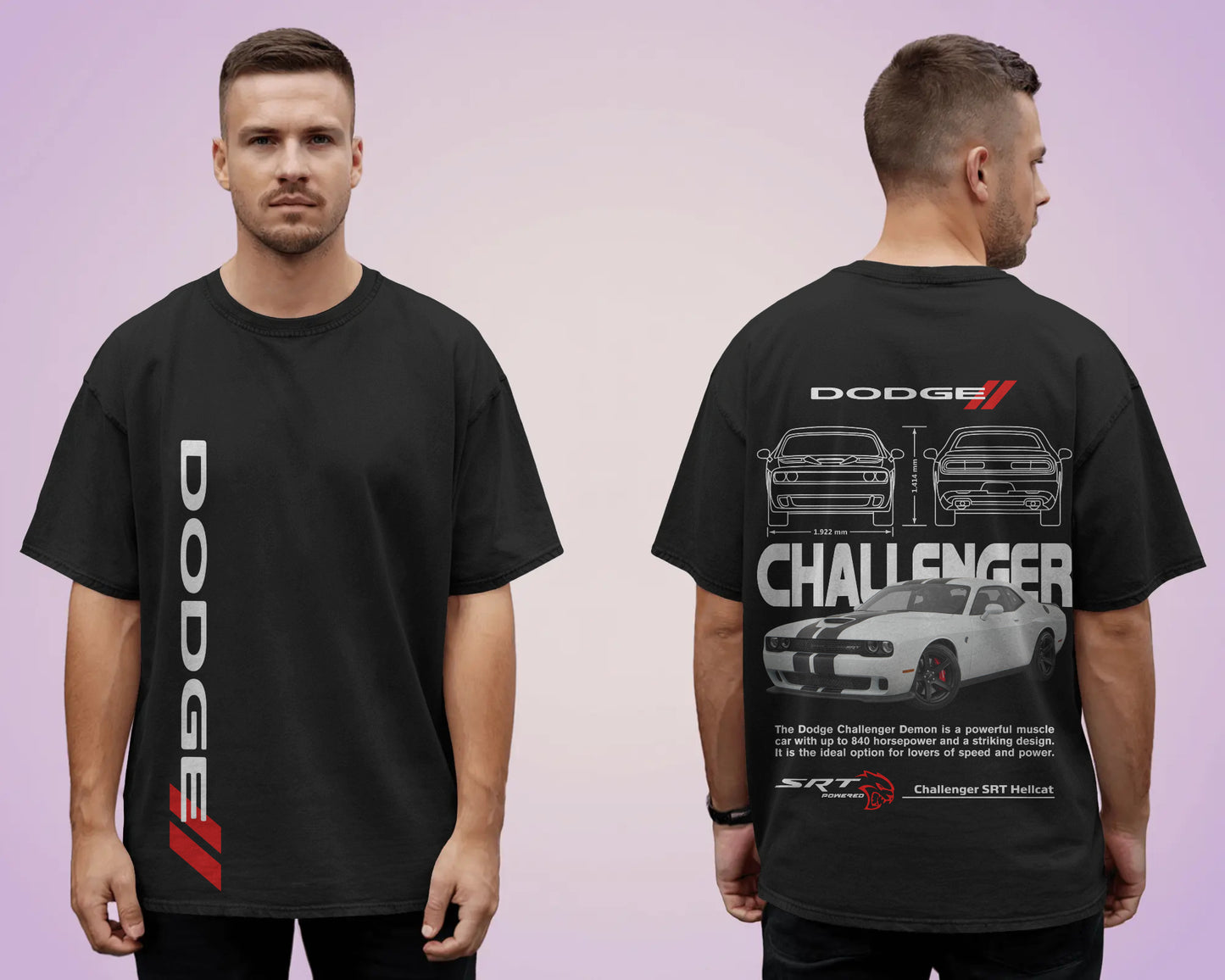 DODGE CHALLENGER BLACK OVERSIZE T SHIRT