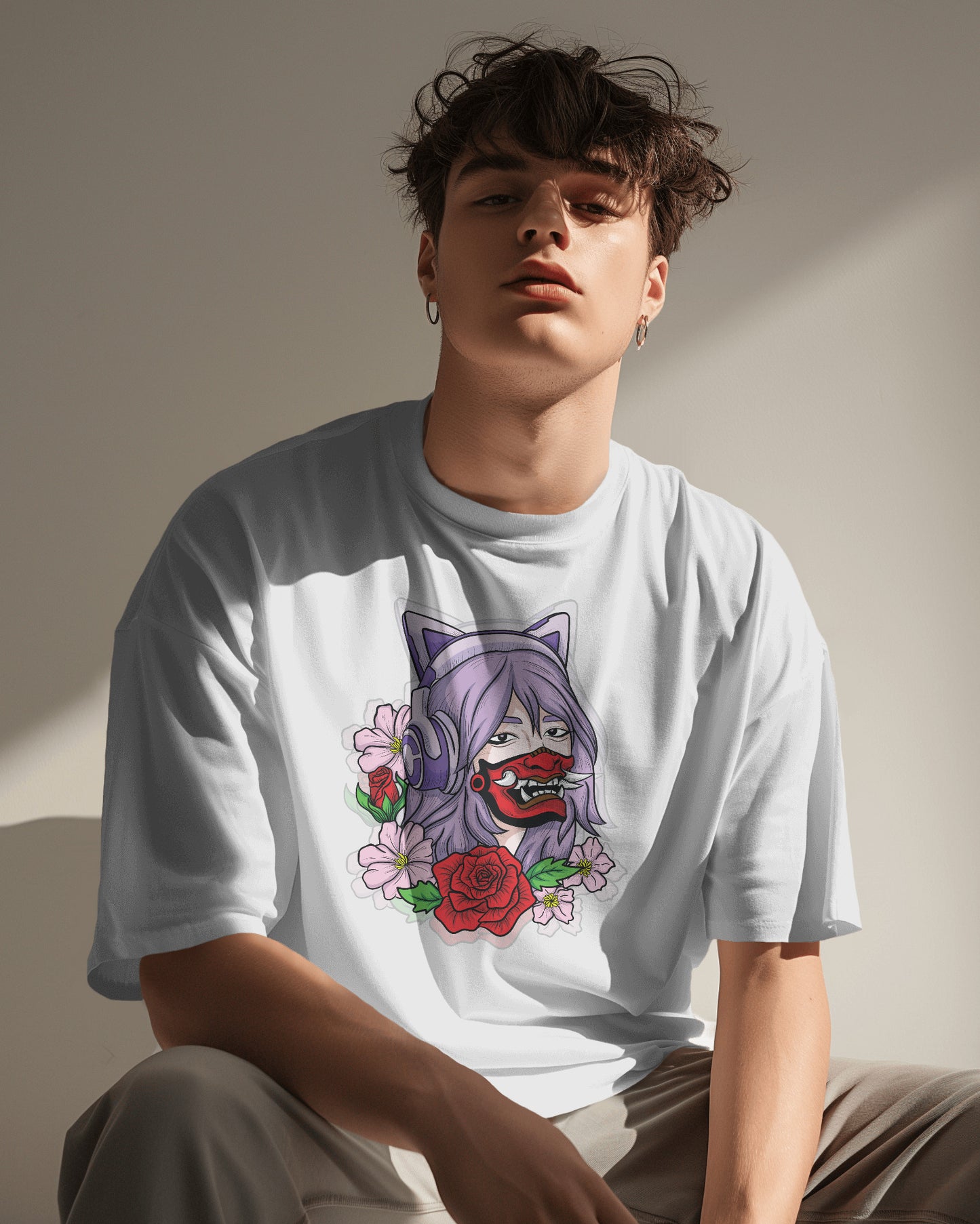 RED ROSE LAVENDER OVERSIZED T SHIRT