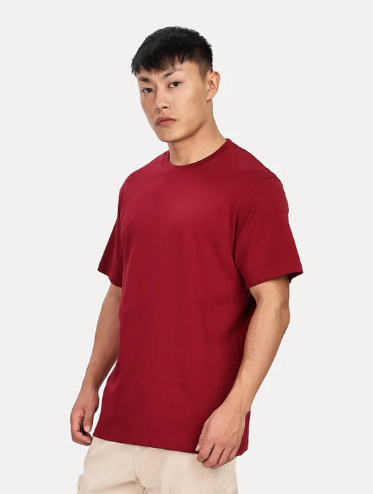 DARK MAROON PLAIN T SHIRT CREW NECK