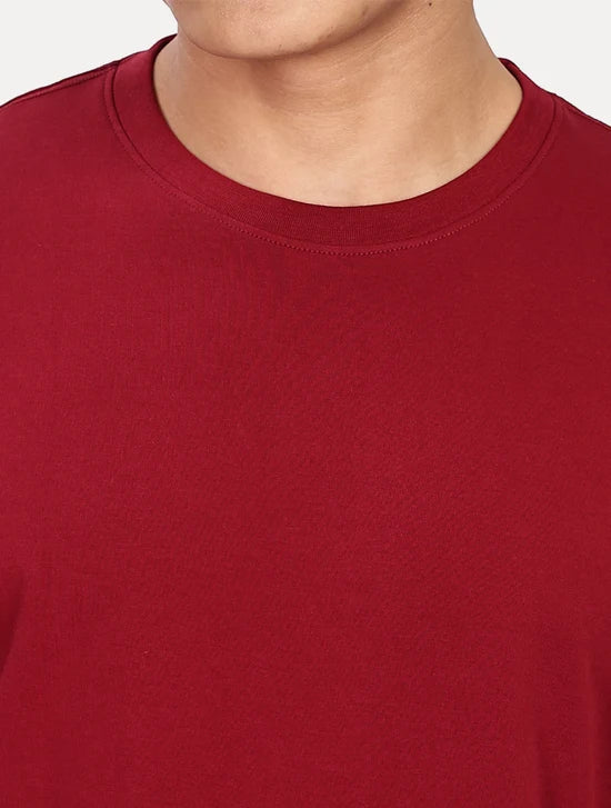 DARK MAROON PLAIN T SHIRT CREW NECK