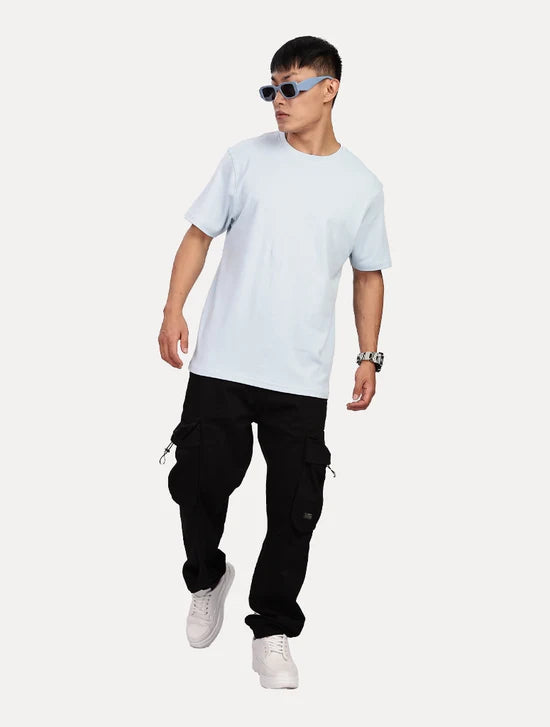 PLAIN SKY BLUE T SHIRT CREW NECK