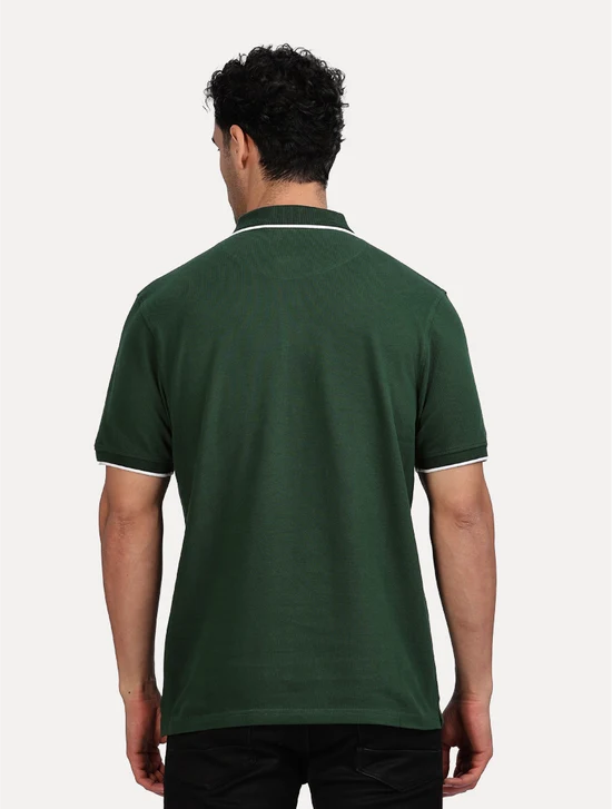 BOTTLE GREEN SOLID POLO WHIT TIPPING