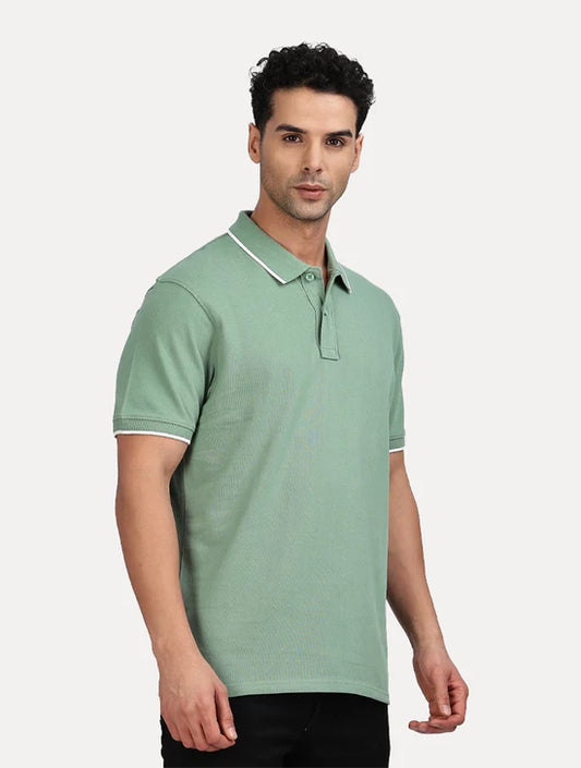 PISTA GREEN SOLID POLO WITH TIPPING