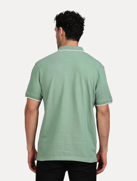PISTA GREEN SOLID POLO WITH TIPPING