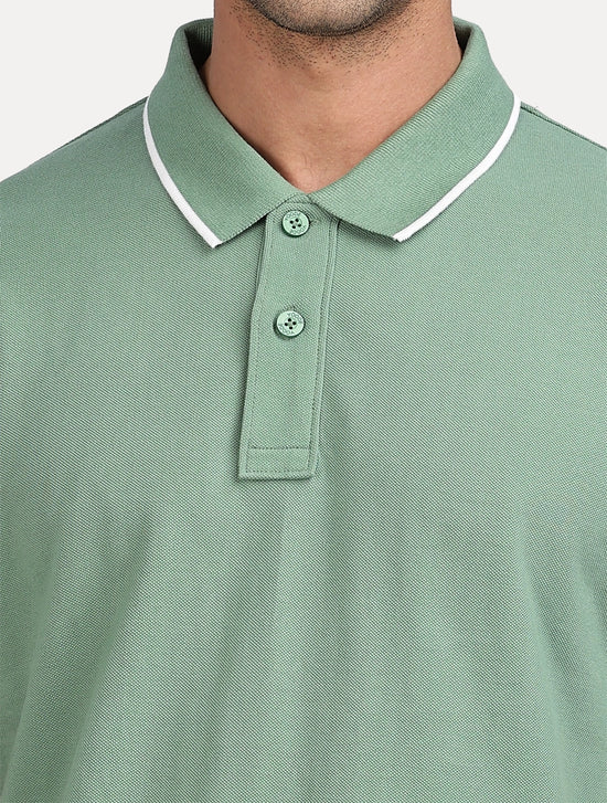 PISTA GREEN SOLID POLO WITH TIPPING