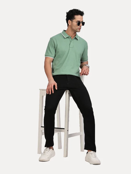 PISTA GREEN SOLID POLO WITH TIPPING