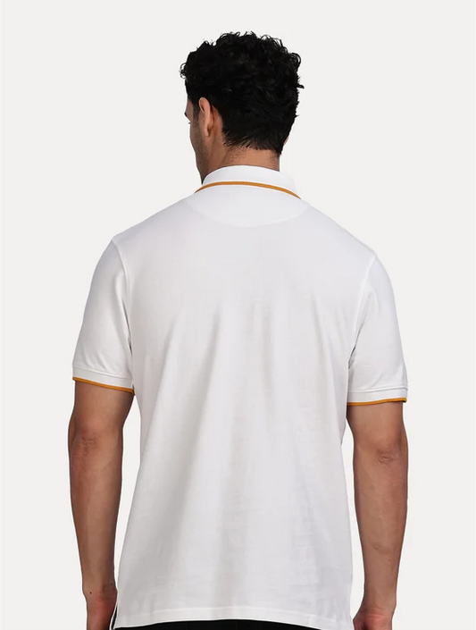 WHITE SOLID POLO WHIT TIPPING