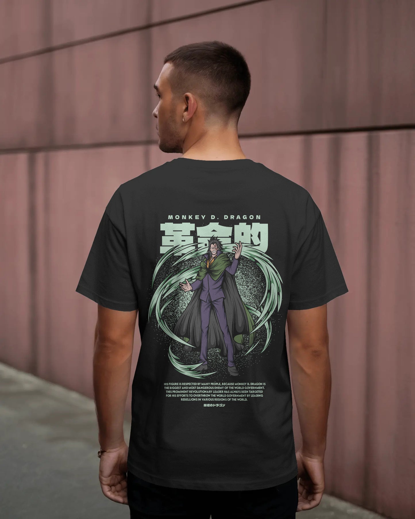 ONE PIECE MONKEY D DRAGON BLACK OVERSIZED T SHIRT