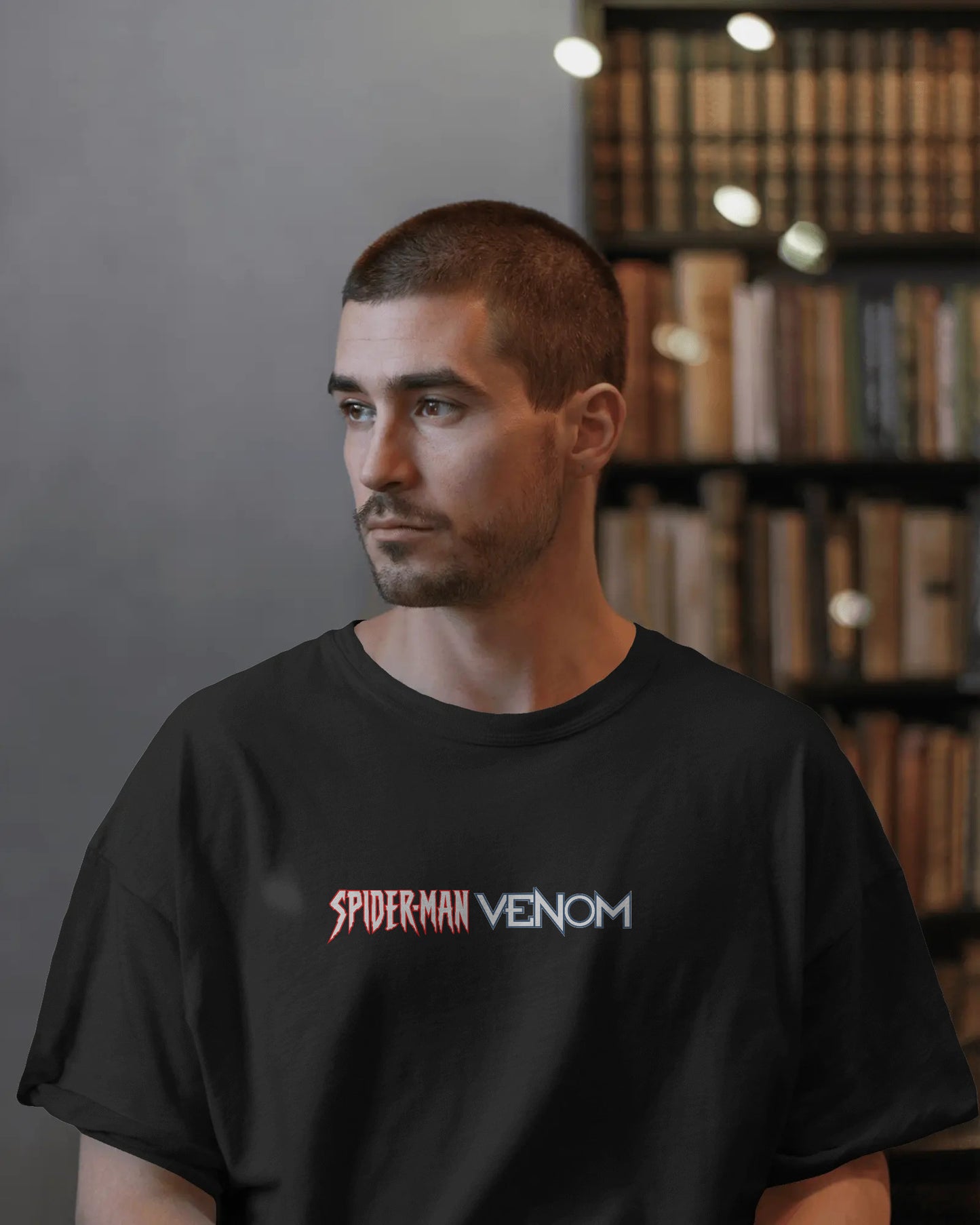 SPIDERMAN X VENOM OVERSIZED BLACK T SHIRT