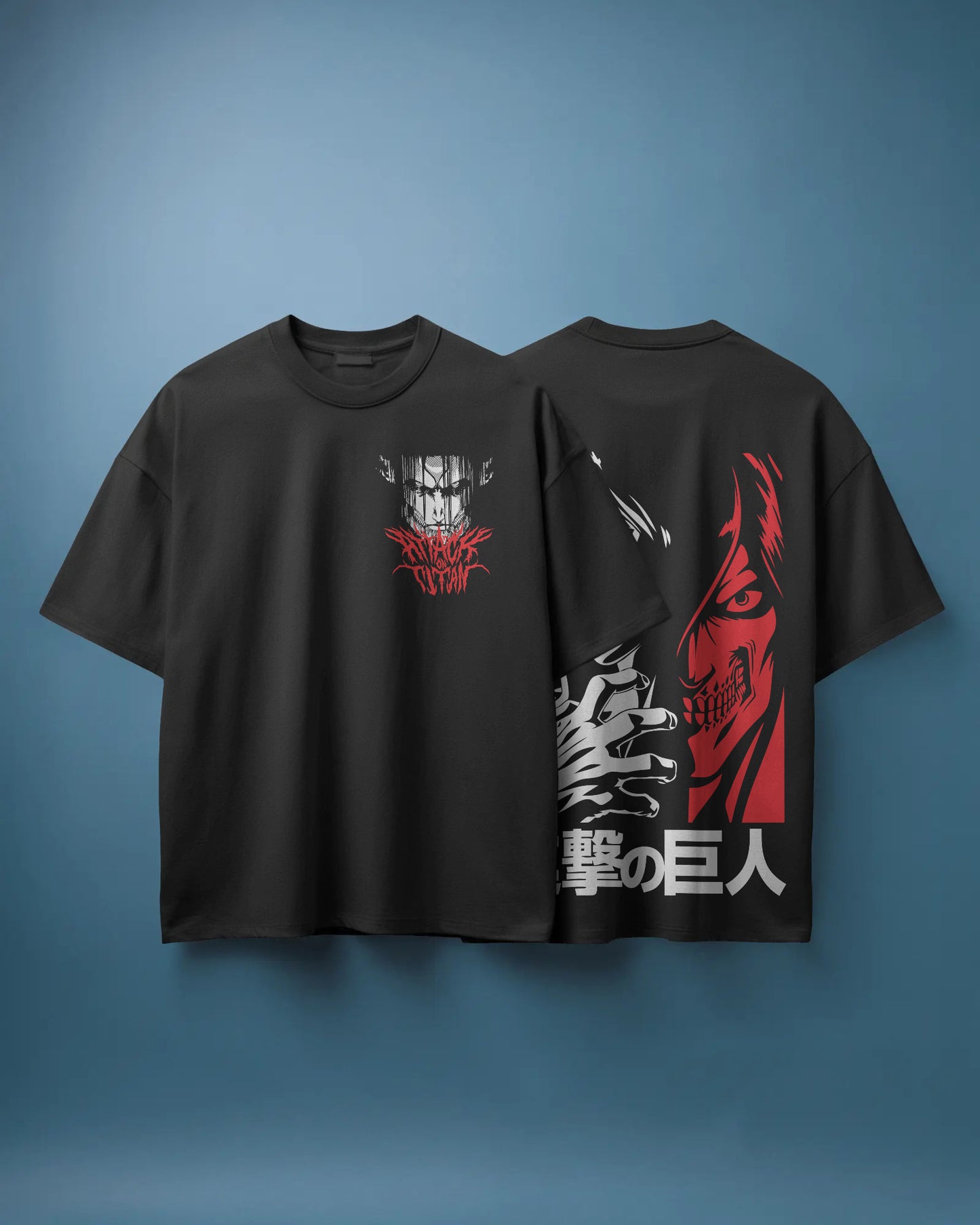 ATTACK ON TITAN BLACK OVERSIZED T SHIRT