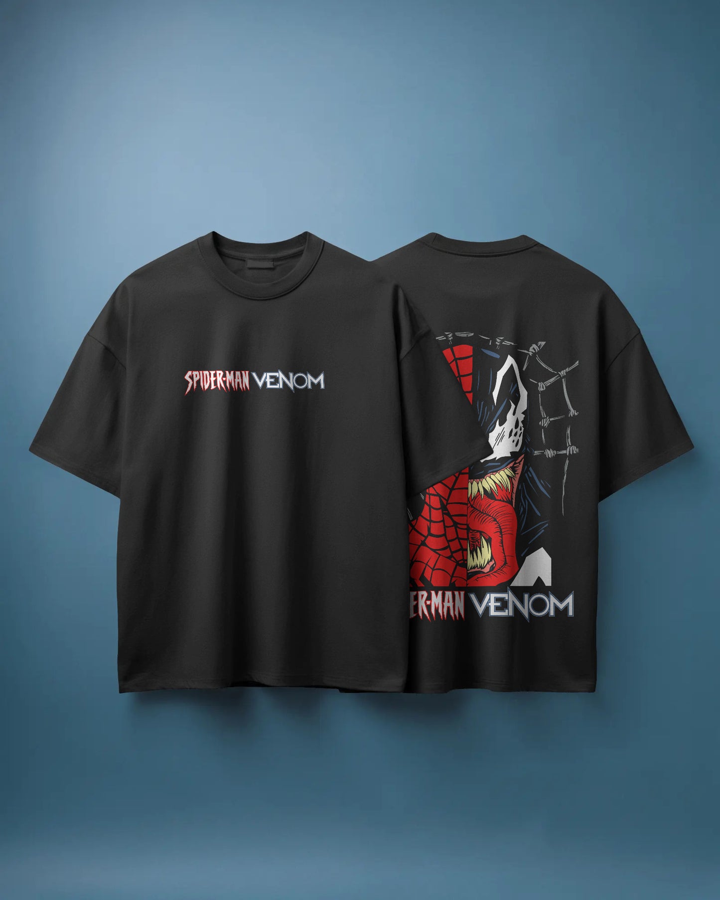 SPIDERMAN X VENOM OVERSIZED BLACK T SHIRT