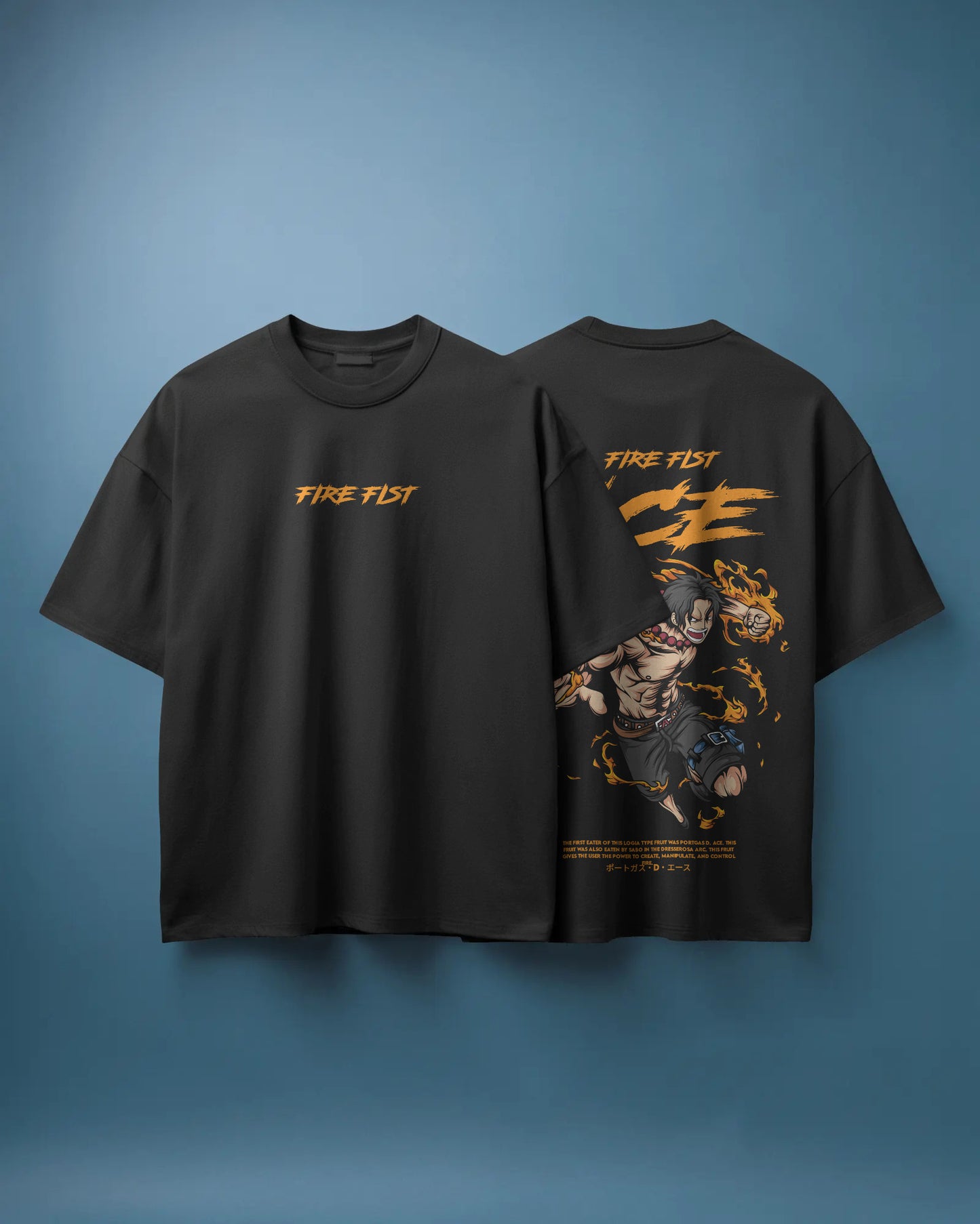 ONE PIECE FIRE FIST BLACK OVERSIZED T SHIRT