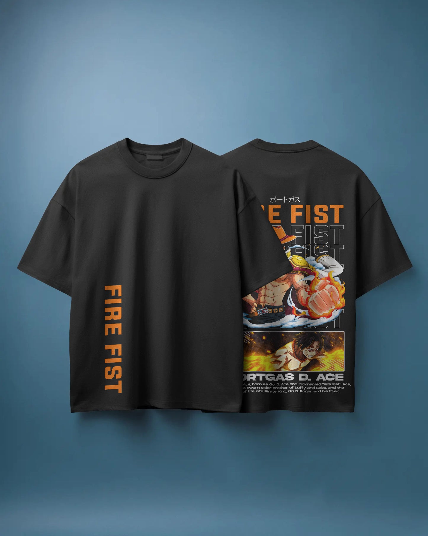 FIRE FIST ONE PIECE OVERSIZED BLACK T SHIRT