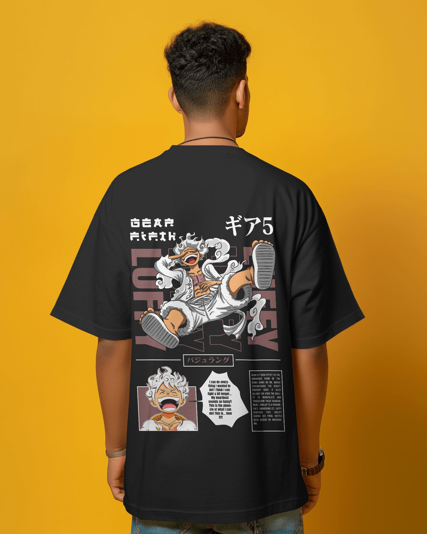 ONE PIECE LUFFY OVERSIZED BLACK T SHIRT