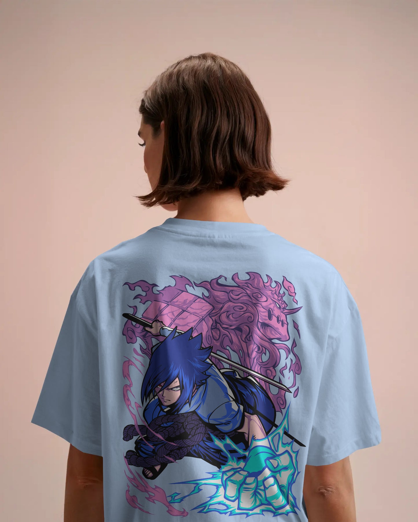 NARUTO SASUKE BLACK OVERSIZED T SHIRT