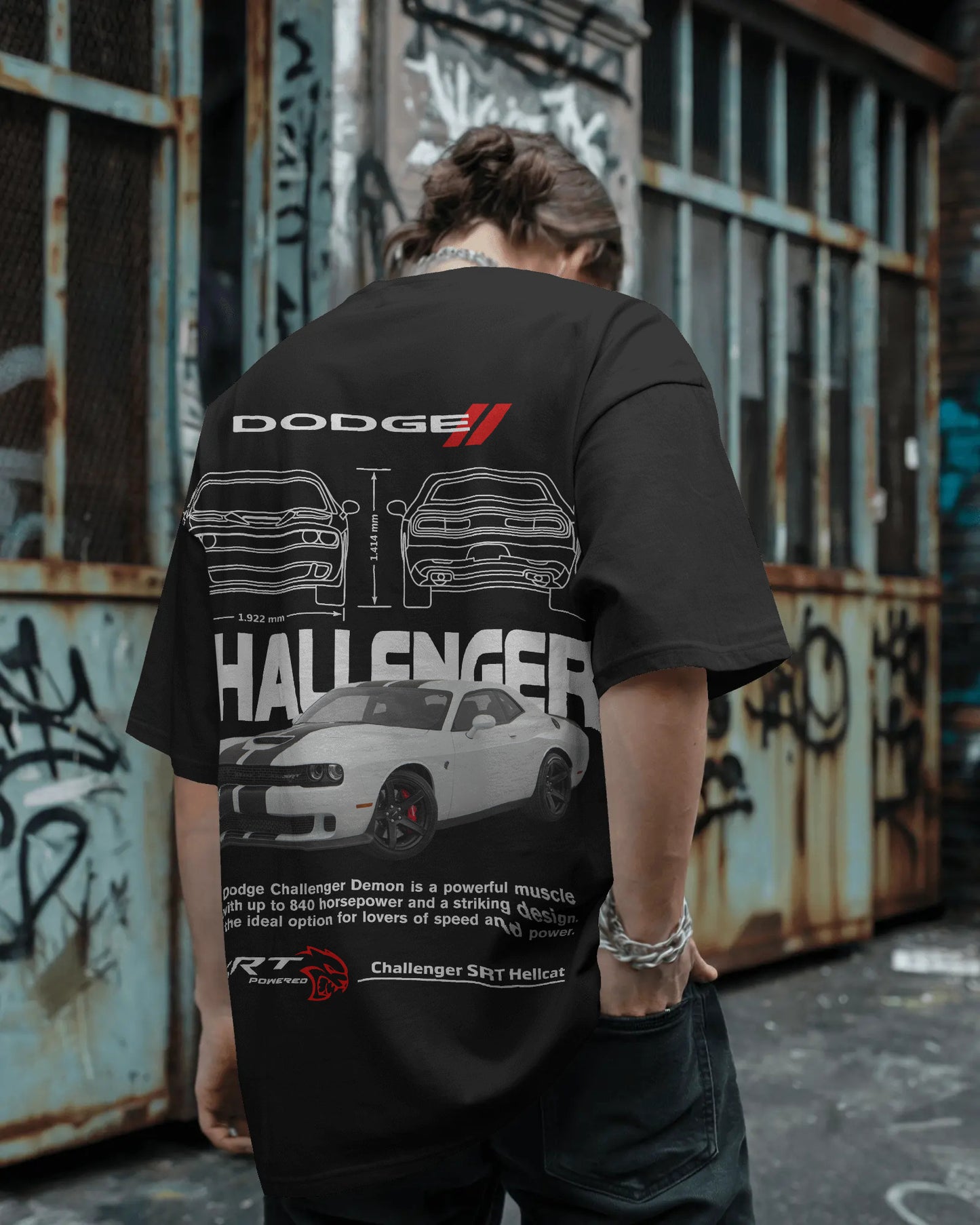 DODGE CHALLENGER BLACK OVERSIZE T SHIRT