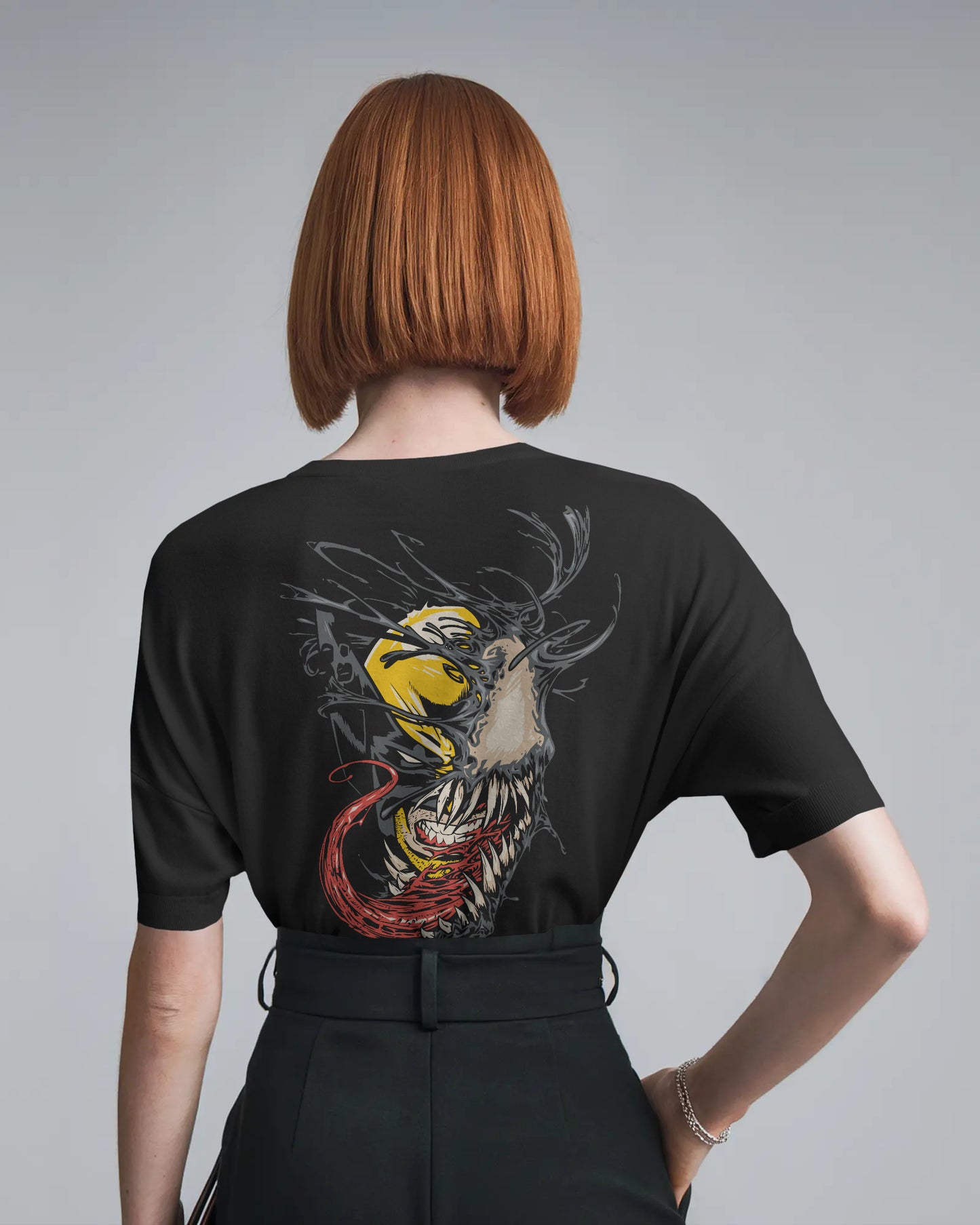 WOLVERINE X VENOM OVERSIZED BLACK T SHIRT