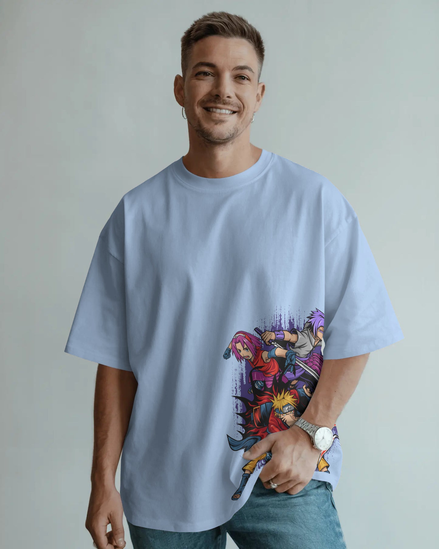 NARUTO SKY BLUE CREW NECK T SHIRT