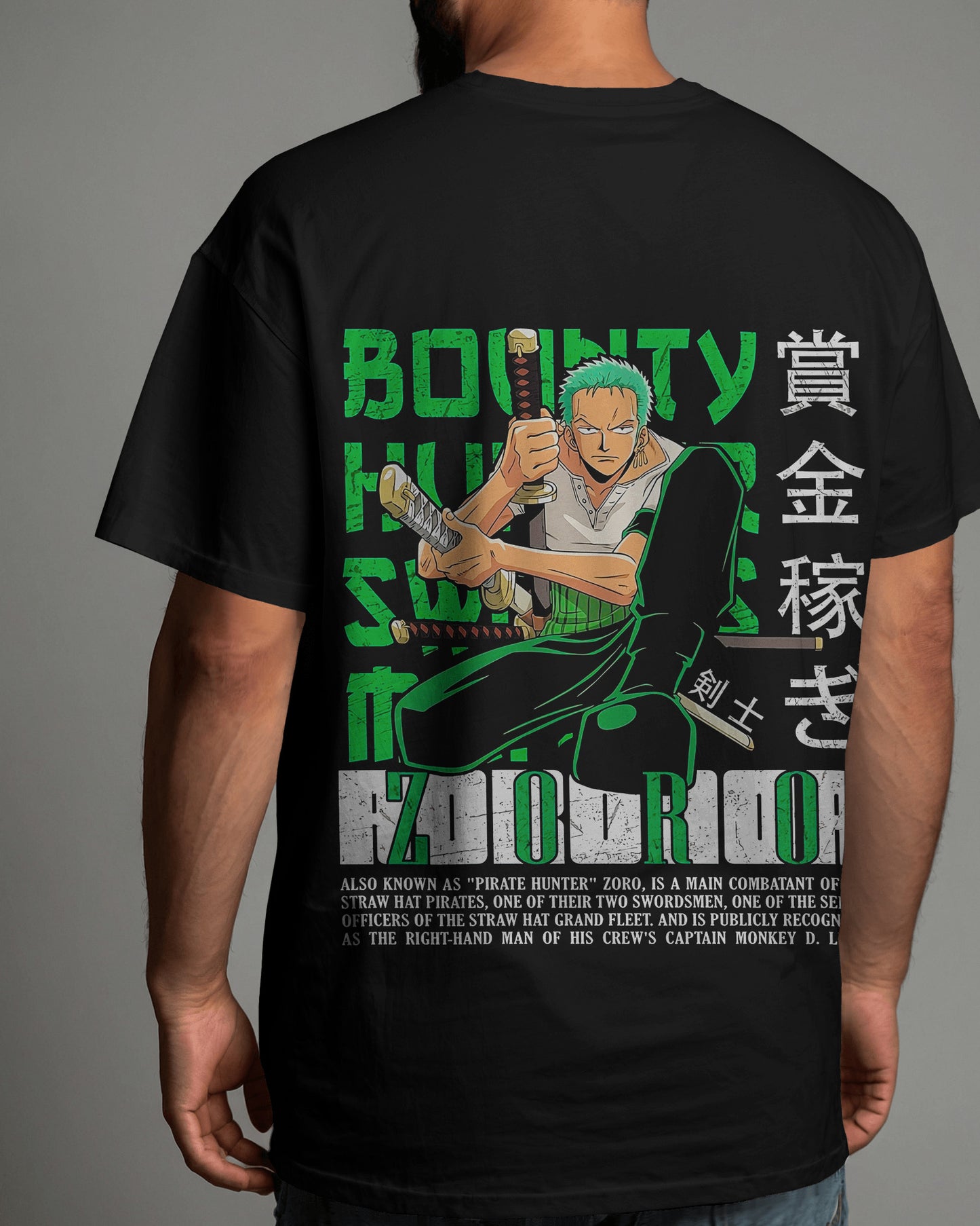 ZORO ONE PIECE BLACK OVERSIZED T SHIRT