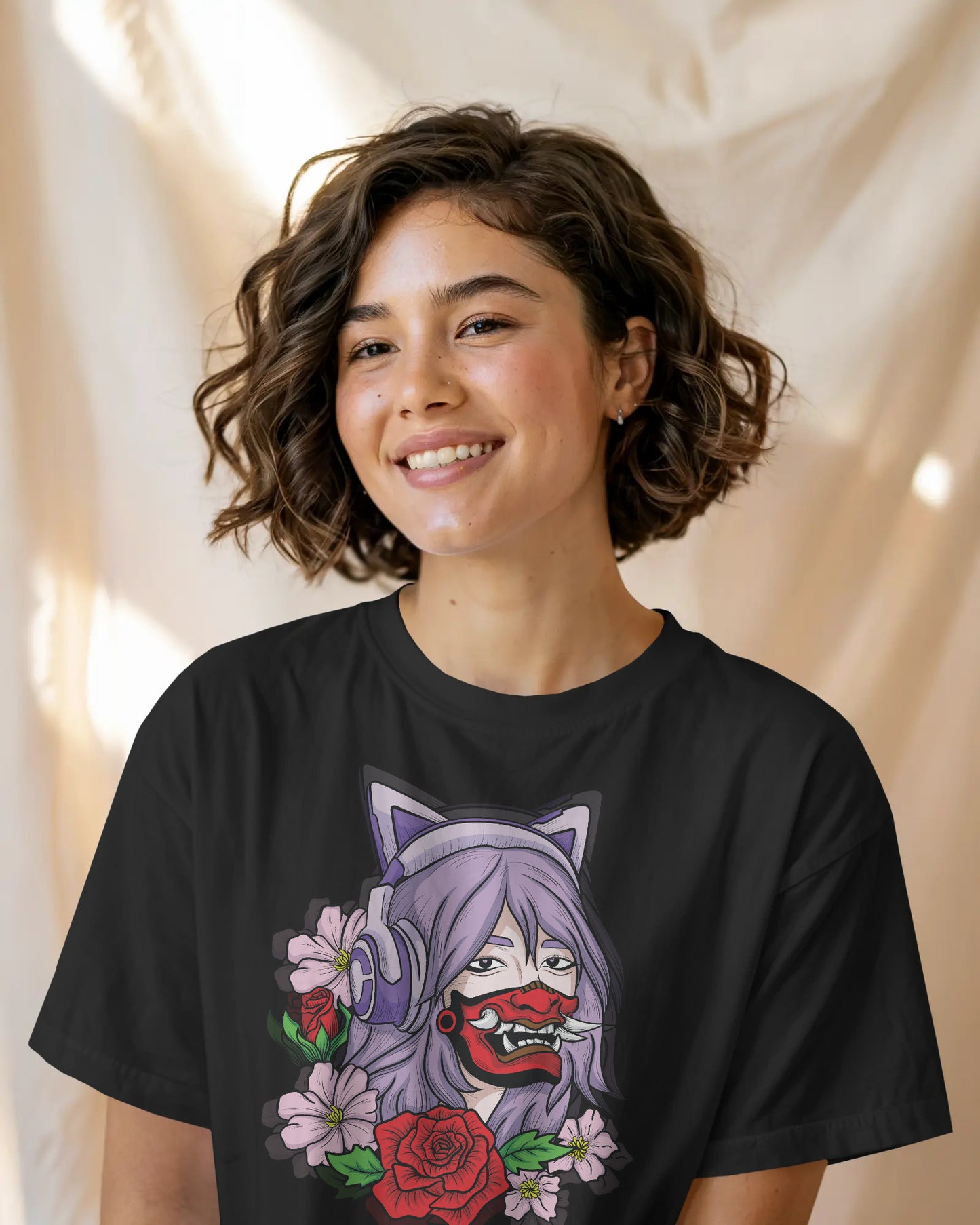 RED ROSE LAVENDER OVERSIZED T SHIRT