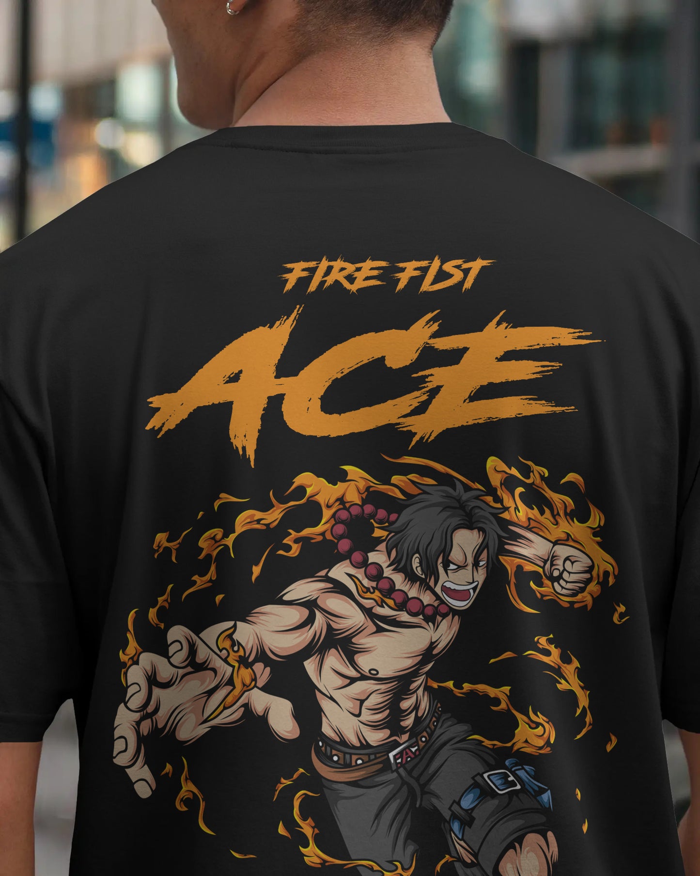 ONE PIECE FIRE FIST BLACK OVERSIZED T SHIRT