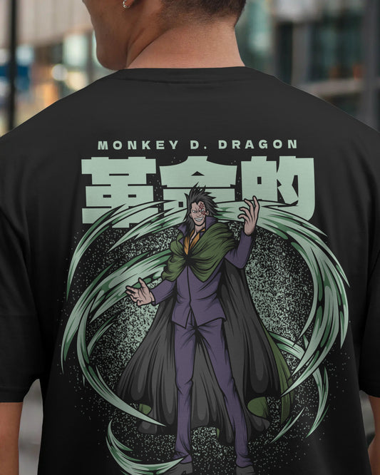 ONE PIECE MONKEY D DRAGON BLACK OVERSIZED T SHIRT