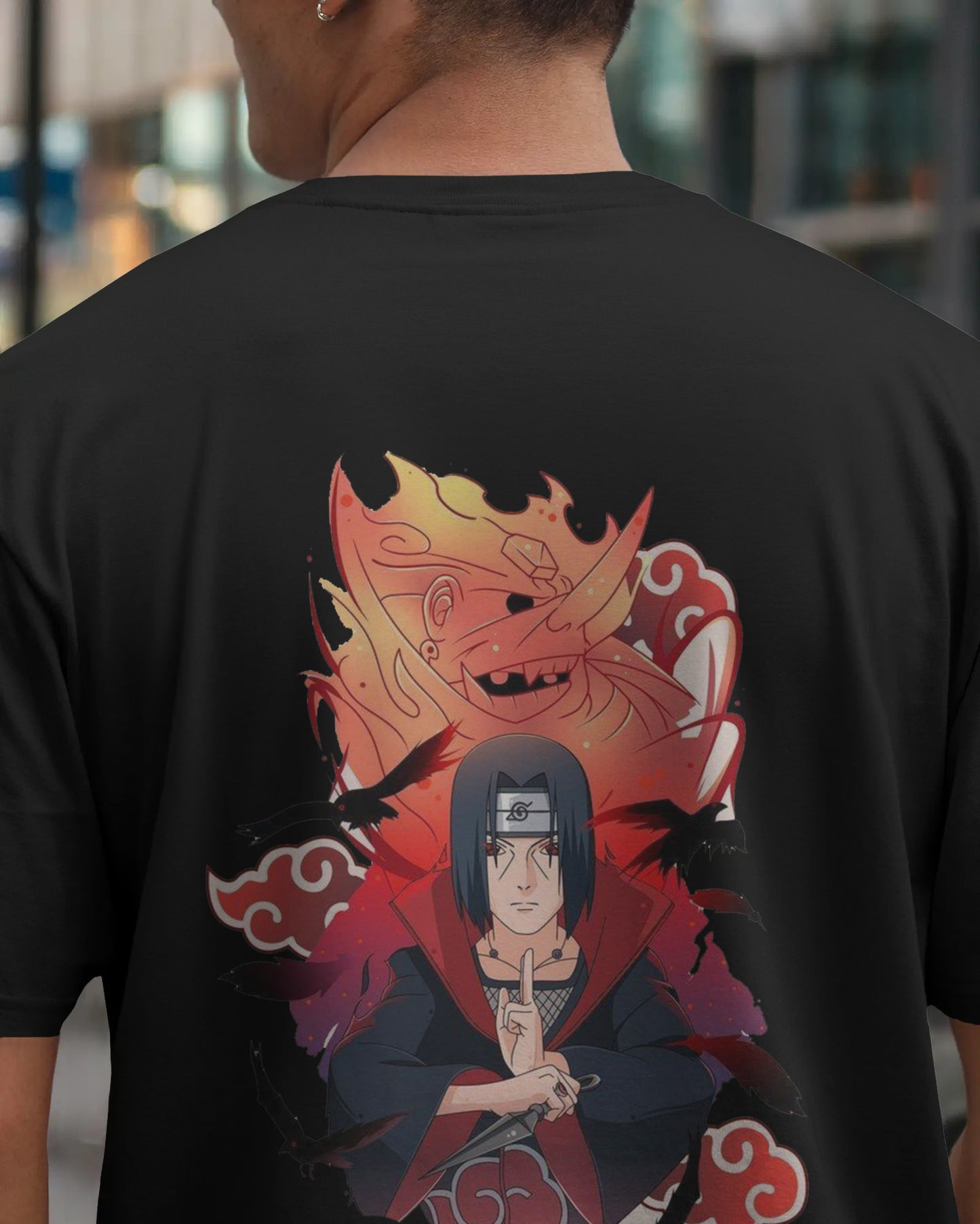 NARUTO ITACHI BLACK OVERSIZED T SHIRT