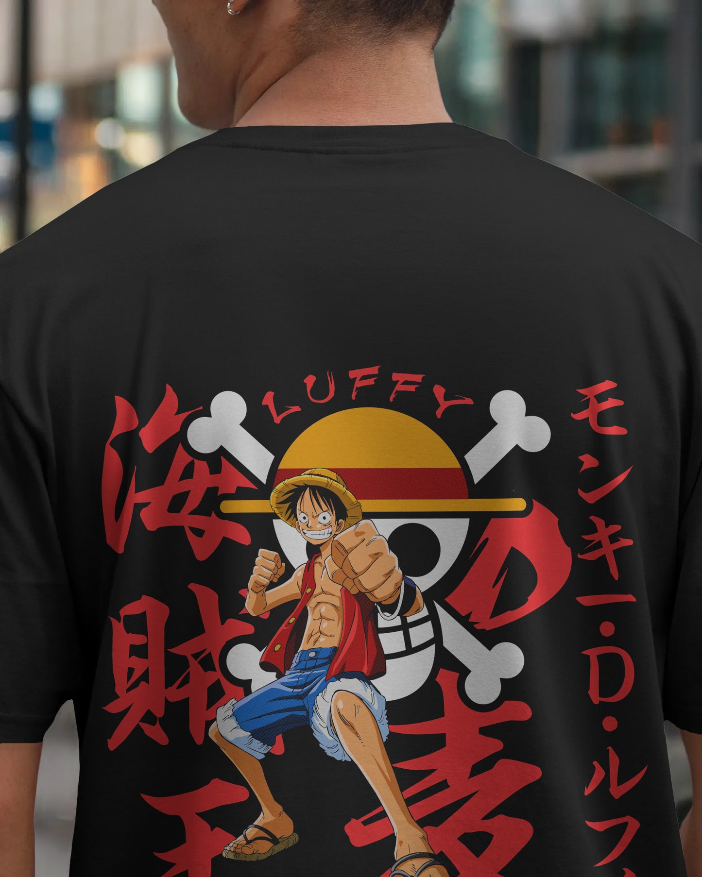 MONKEY D LUFFY BLACK OVERSIZED T SHIRT