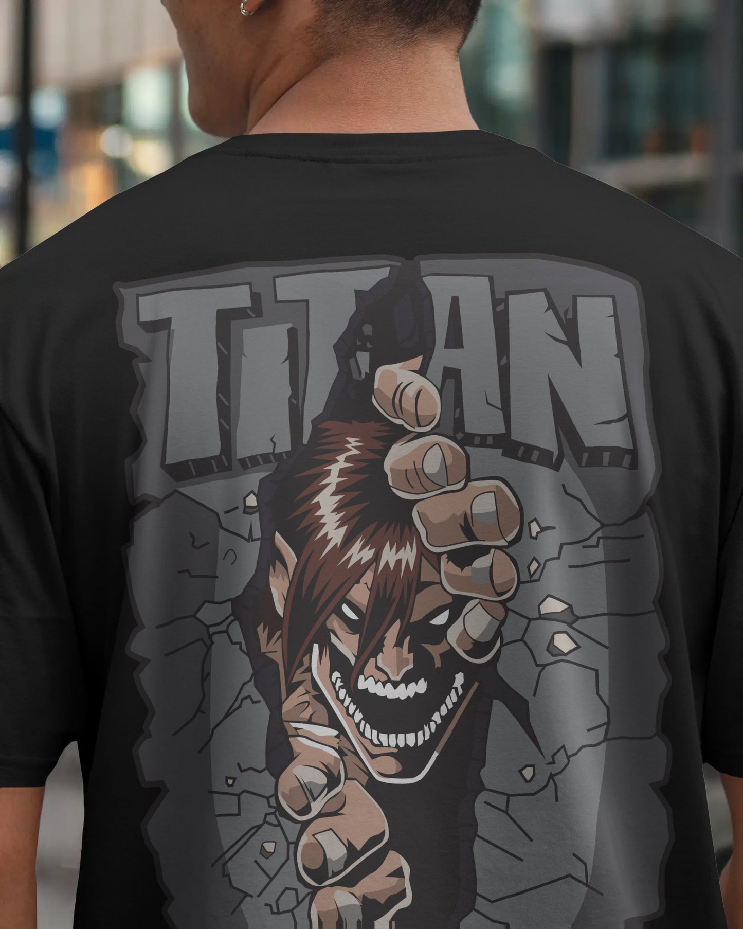 ATTACK ON TITAN BLACK OVERSIZED T SHIRT