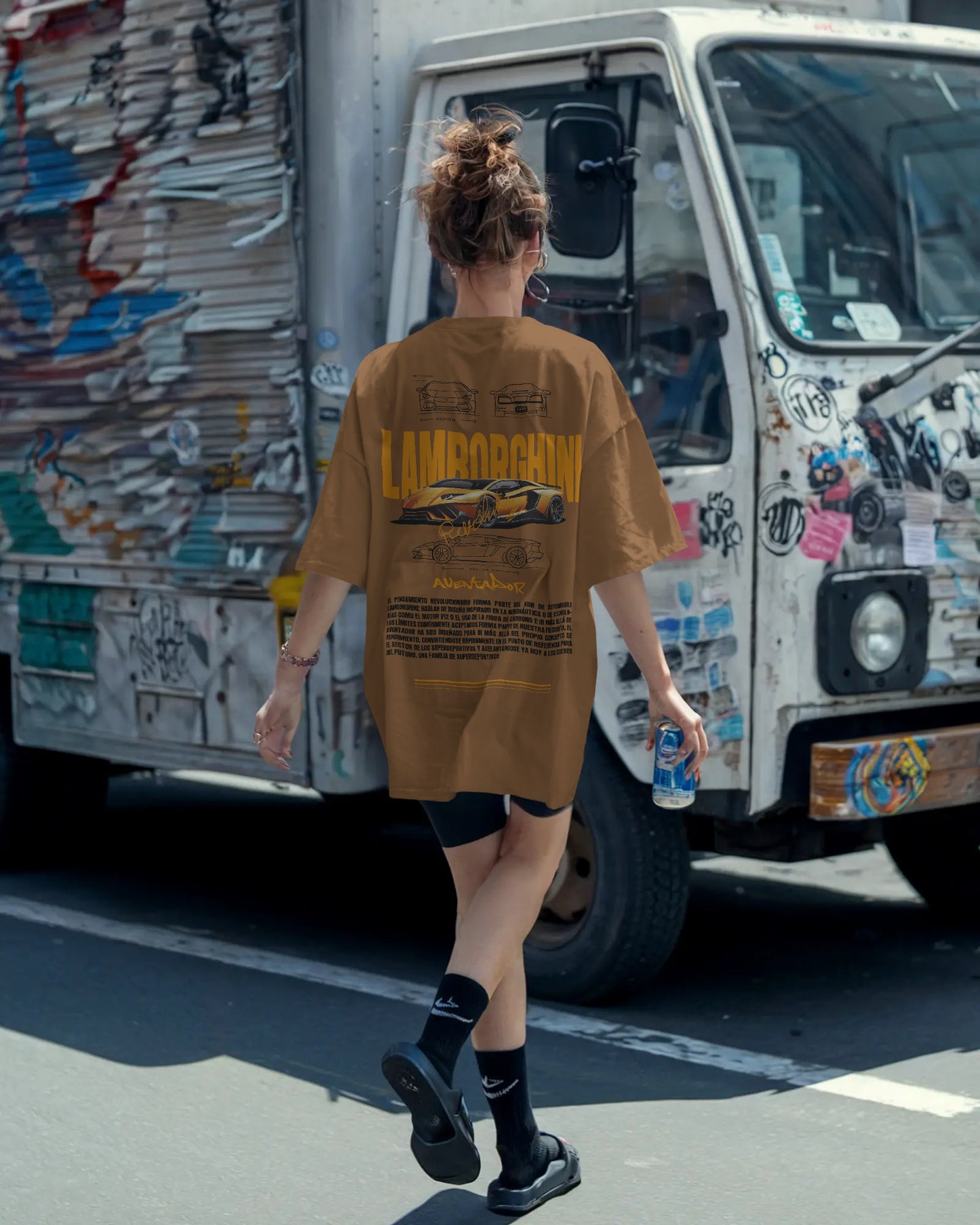 LAMBORGHINI AVENTADOR BROWN OVERSIZED T SHIRT