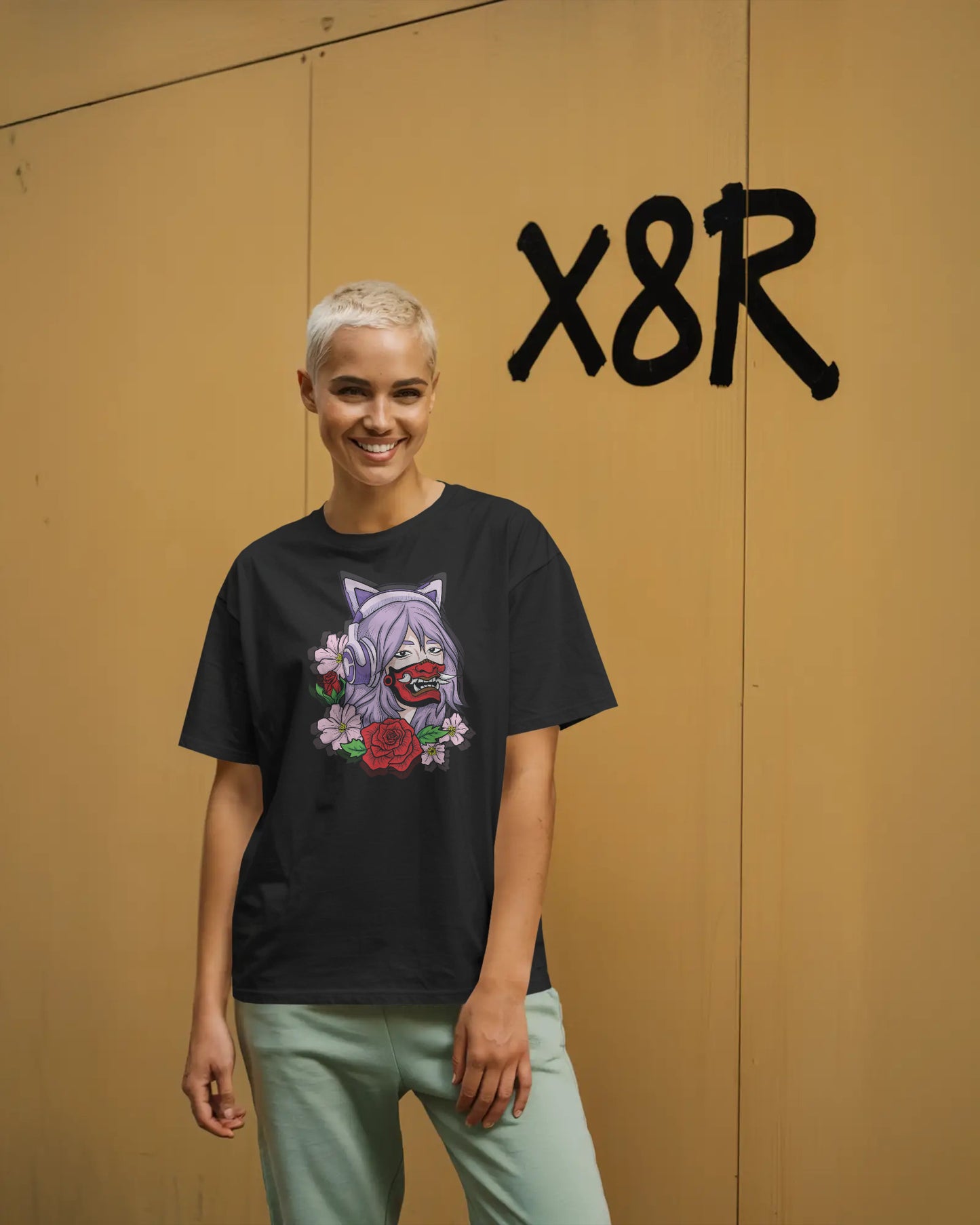 RED ROSE LAVENDER OVERSIZED T SHIRT