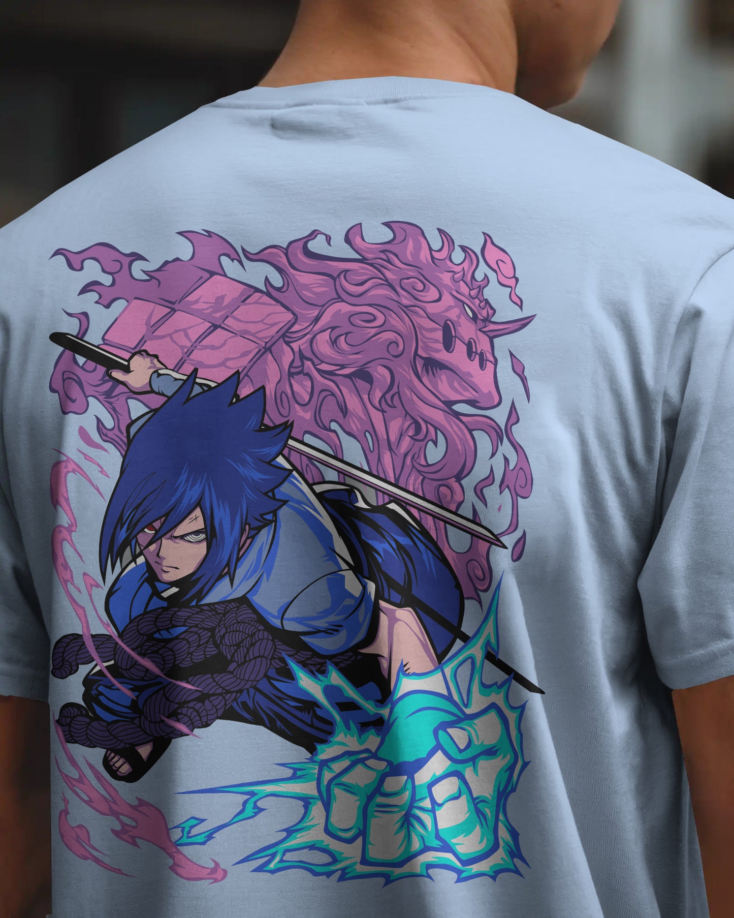 NARUTO SASUKE BLACK OVERSIZED T SHIRT