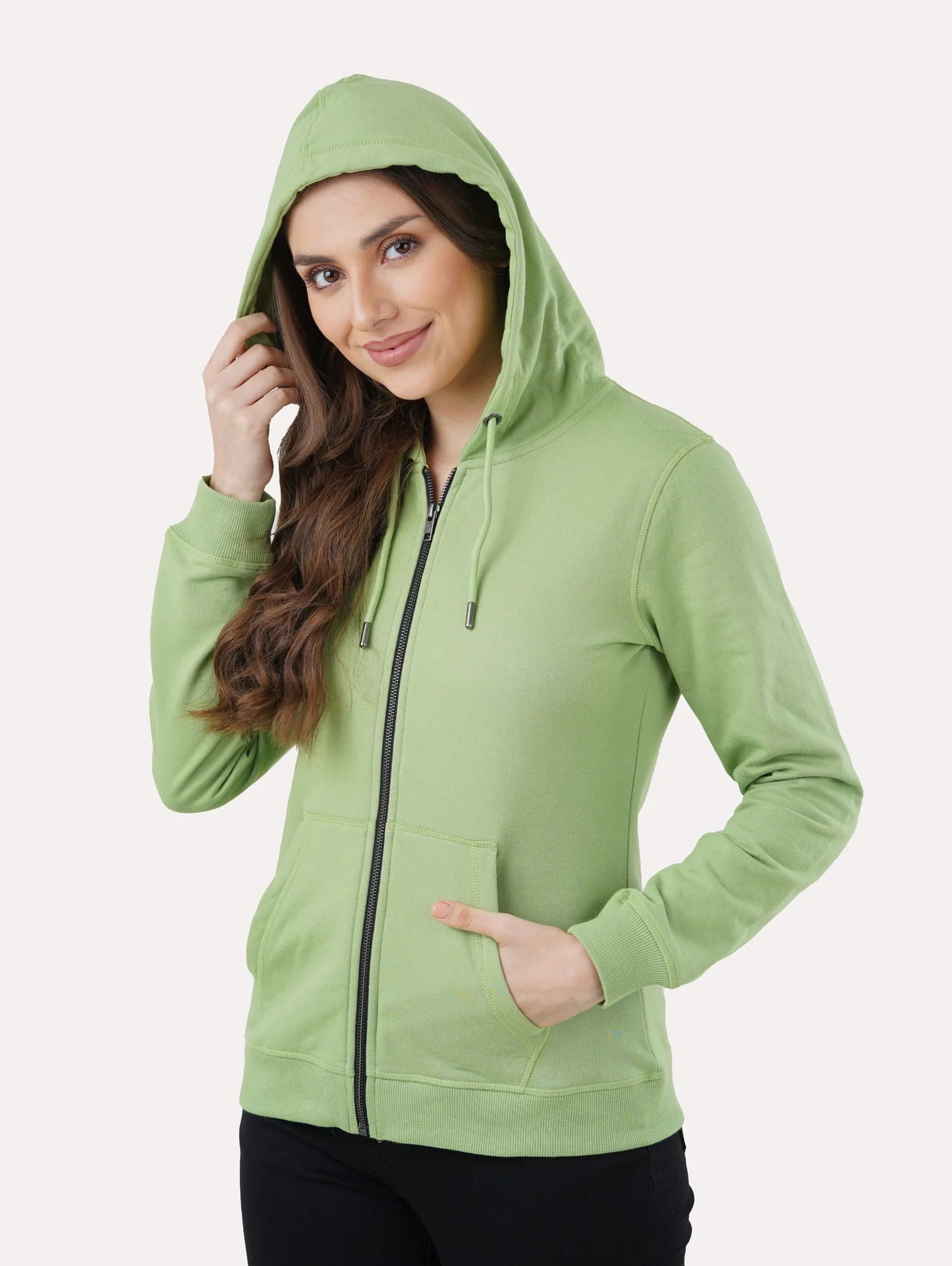PISTA GREEN WOMEN COZY ZIPPER HOODIE