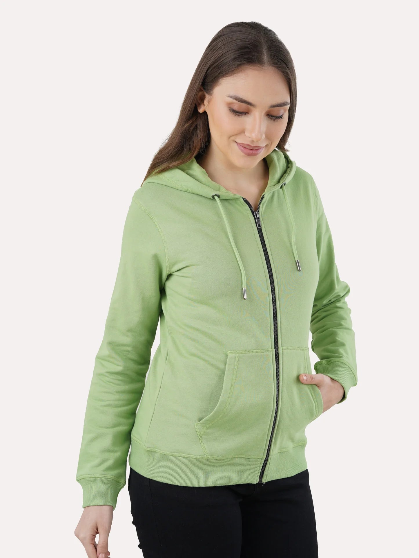 PISTA GREEN WOMEN COZY ZIPPER HOODIE