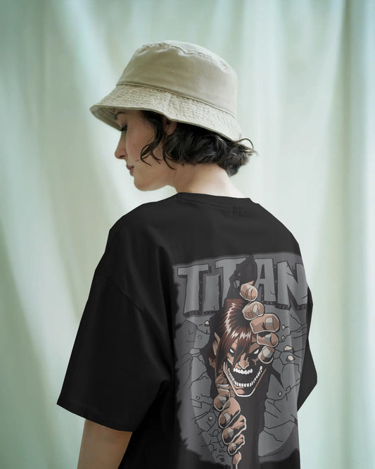 ATTACK ON TITAN BLACK OVERSIZED T SHIRT