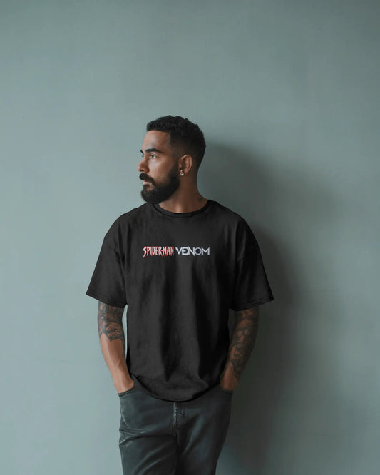 SPIDERMAN X VENOM OVERSIZED BLACK T SHIRT