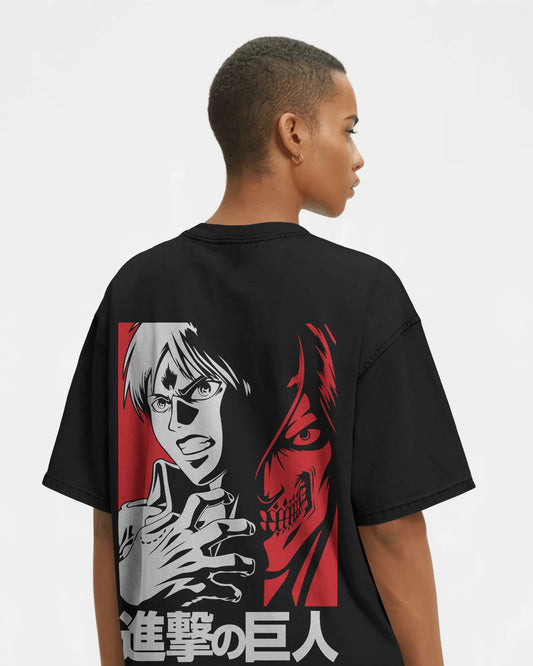 ATTACK ON TITAN BLACK OVERSIZED T SHIRT