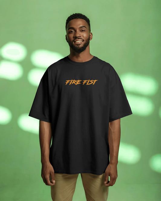 ONE PIECE FIRE FIST BLACK OVERSIZED T SHIRT