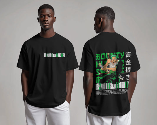ZORO ONE PIECE BLACK OVERSIZED T SHIRT
