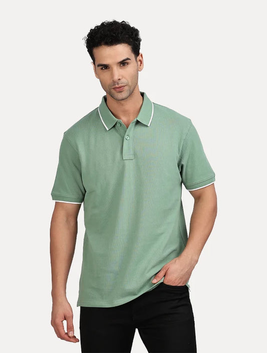 PISTA GREEN SOLID POLO WITH TIPPING