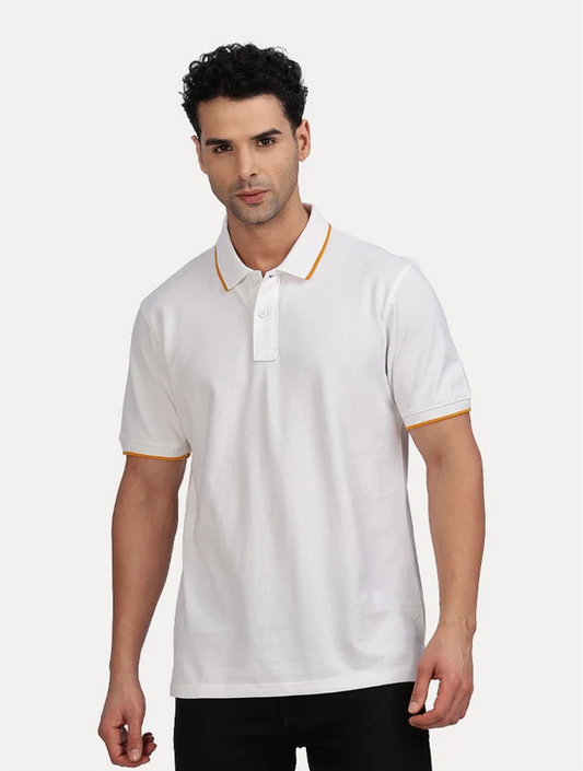 WHITE SOLID POLO WHIT TIPPING